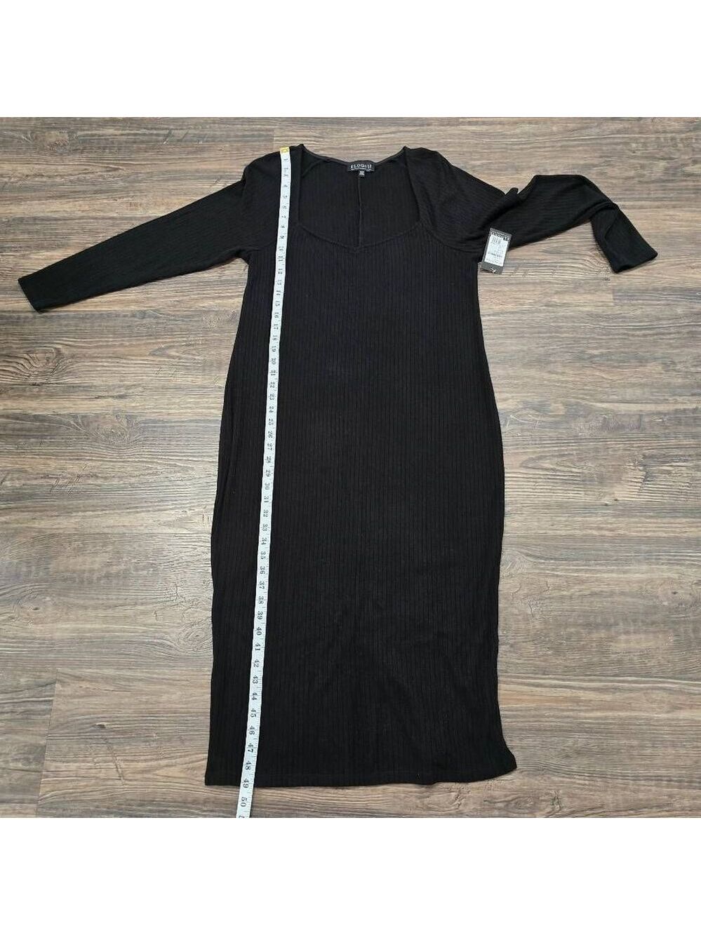 ELOQUII Ribbed Black Long Sleeve Midi Dress 18/20 | NWT Nordstrom Curve Knit - Picture 9 of 11